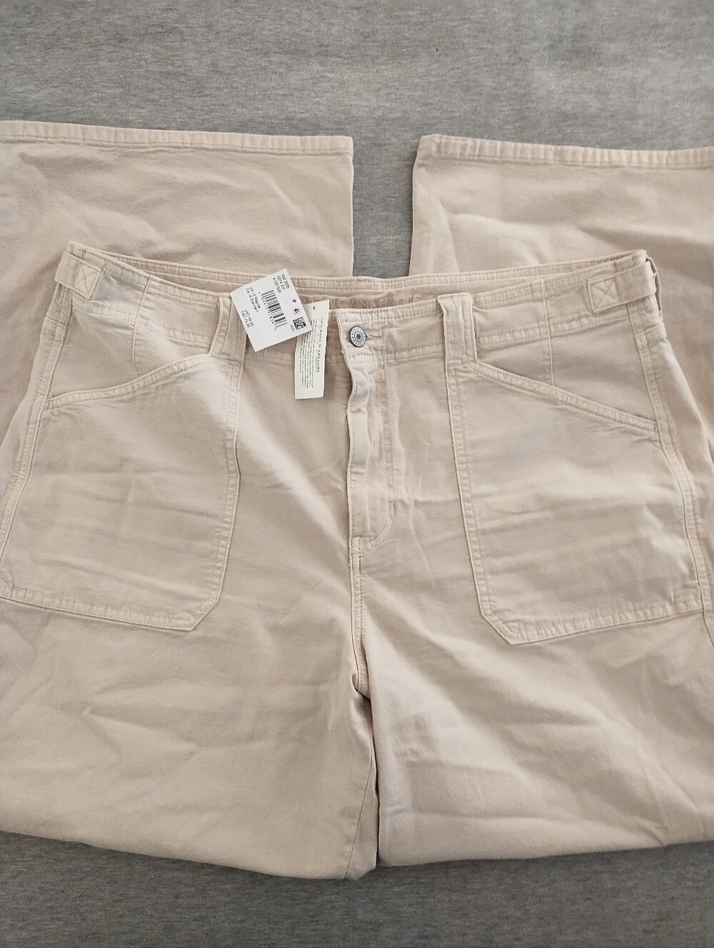 American Eagle Women's Off White/Cream Wide Leg Stretch‎ Pants - Size 18 Regular
